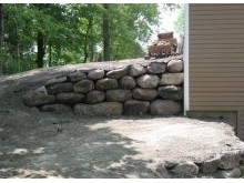 Back yard boulder wall