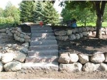 Boulder walls with steps
