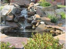Unique water features, including fountains and ponds